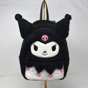 Sanrio Kuromi Plush Mini Backpack Loungefly Black Pink Fuzzy Bag